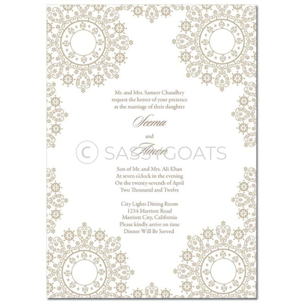 Indian Wedding Invitation - Filigree Lace