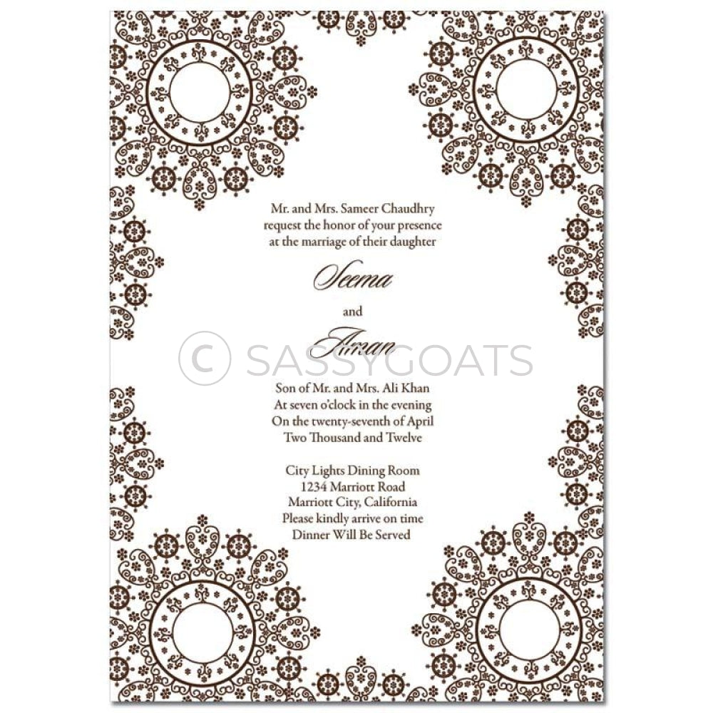 Indian Wedding Invitation - Filigree Lace