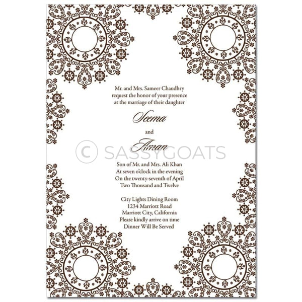 Indian Wedding Invitation - Filigree Lace