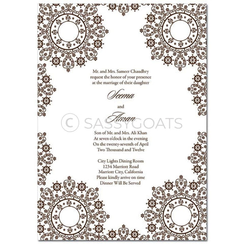 Indian Wedding Invitation - Filigree Lace