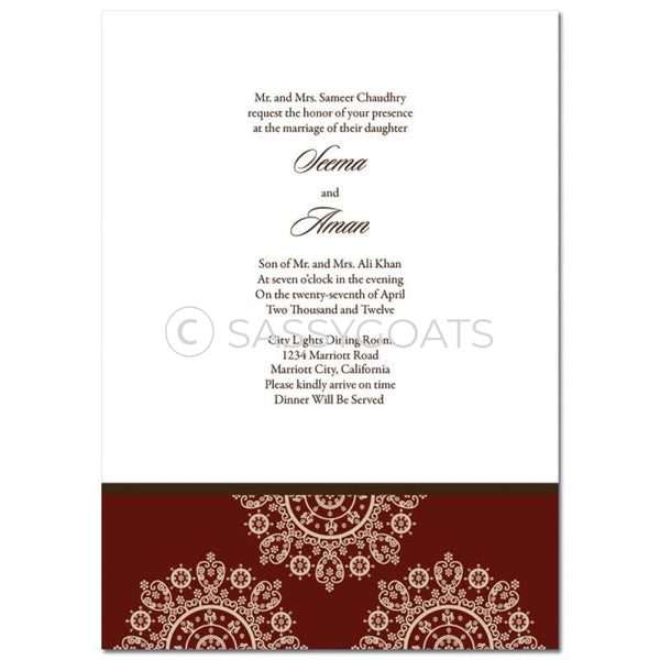 Indian Wedding Invitation - Framed Filigree