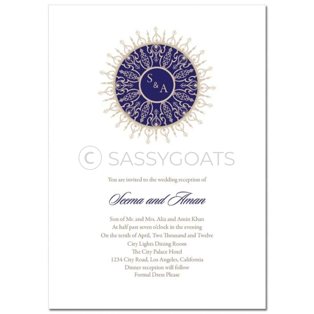 Indian Wedding Invitation - Henna Medallion