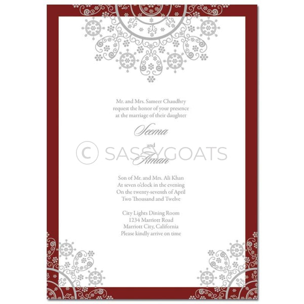 Indian Wedding Invitation - Henna Snowflake