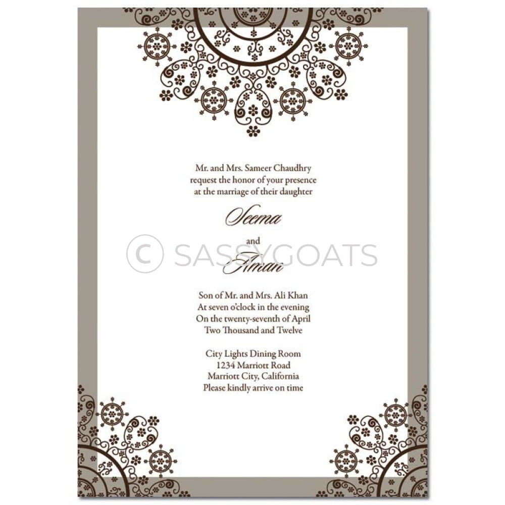 Indian Wedding Invitation - Henna Snowflake