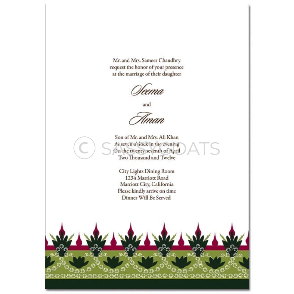 Indian Wedding Invitation - Regal Border