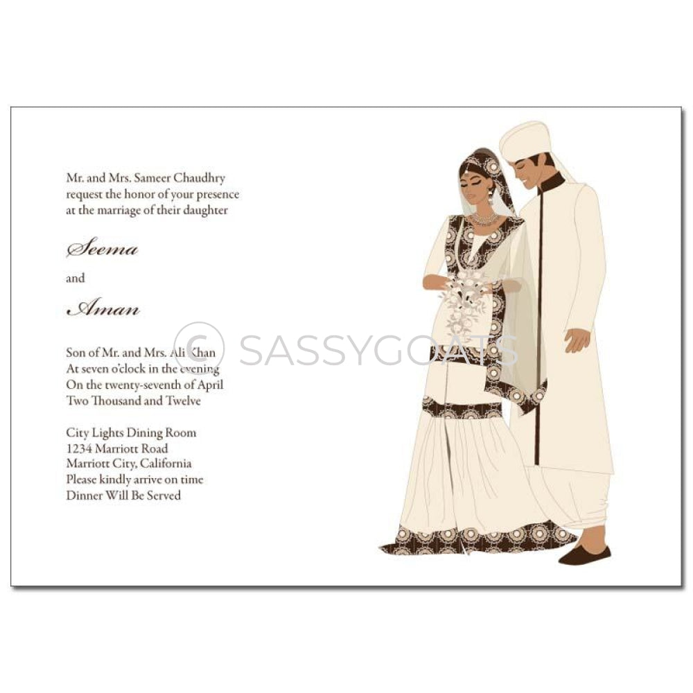 Indian Wedding Invitation - Regal Couple