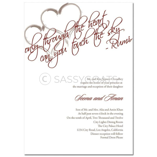 Indian Wedding Invitation - Rumi Hearts
