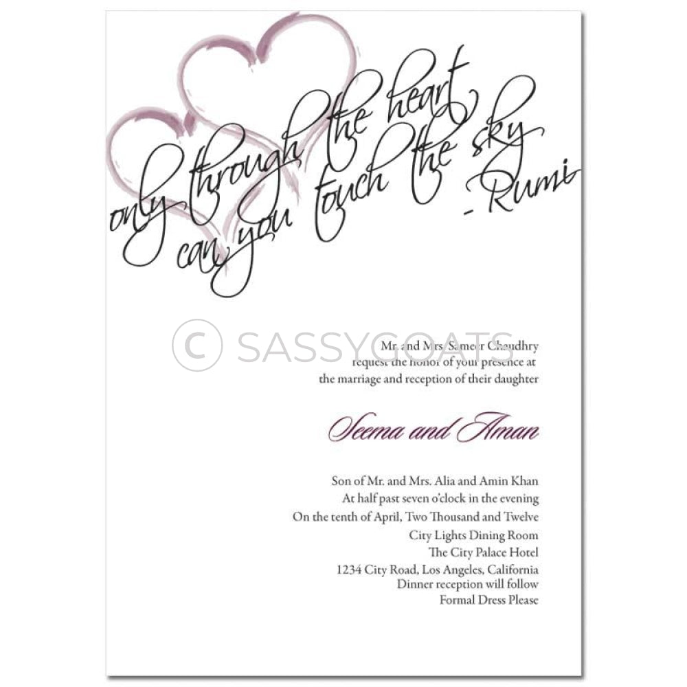 Indian Wedding Invitation - Rumi Hearts