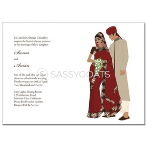 Indian Wedding Invitation - Saree Couple