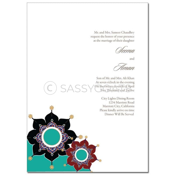 Indian Wedding Invitation - Sparkly Pendants
