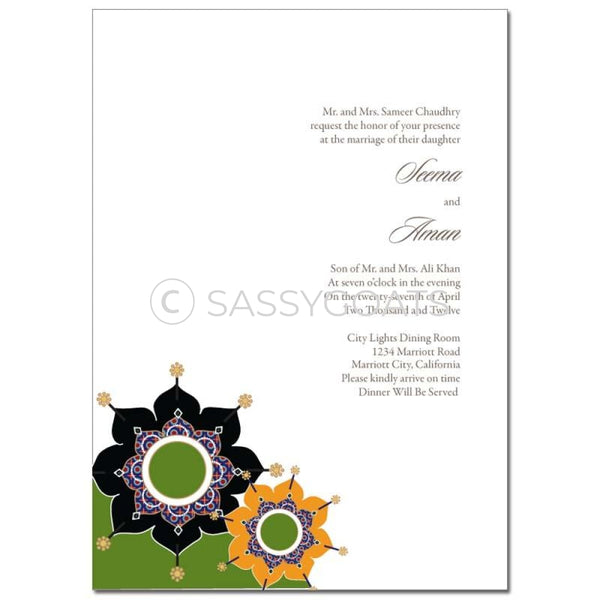 Indian Wedding Invitation - Sparkly Pendants