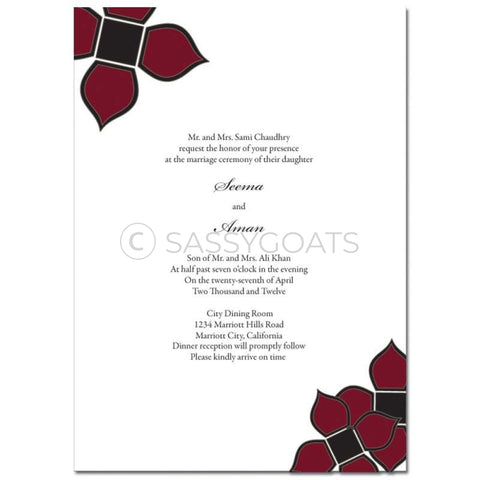 Indian Wedding Invitation - Three Flowers