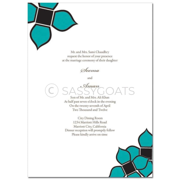 Indian Wedding Invitation - Three Flowers