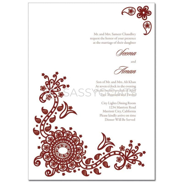Indian Wedding Invitation - Vintage Henna