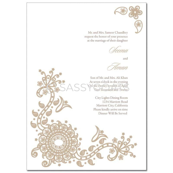 Indian Wedding Invitation - Vintage Henna