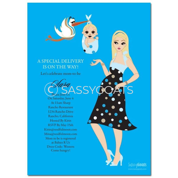 Online Invitation - Blonde Baby Shower Digital Spring Delivery
