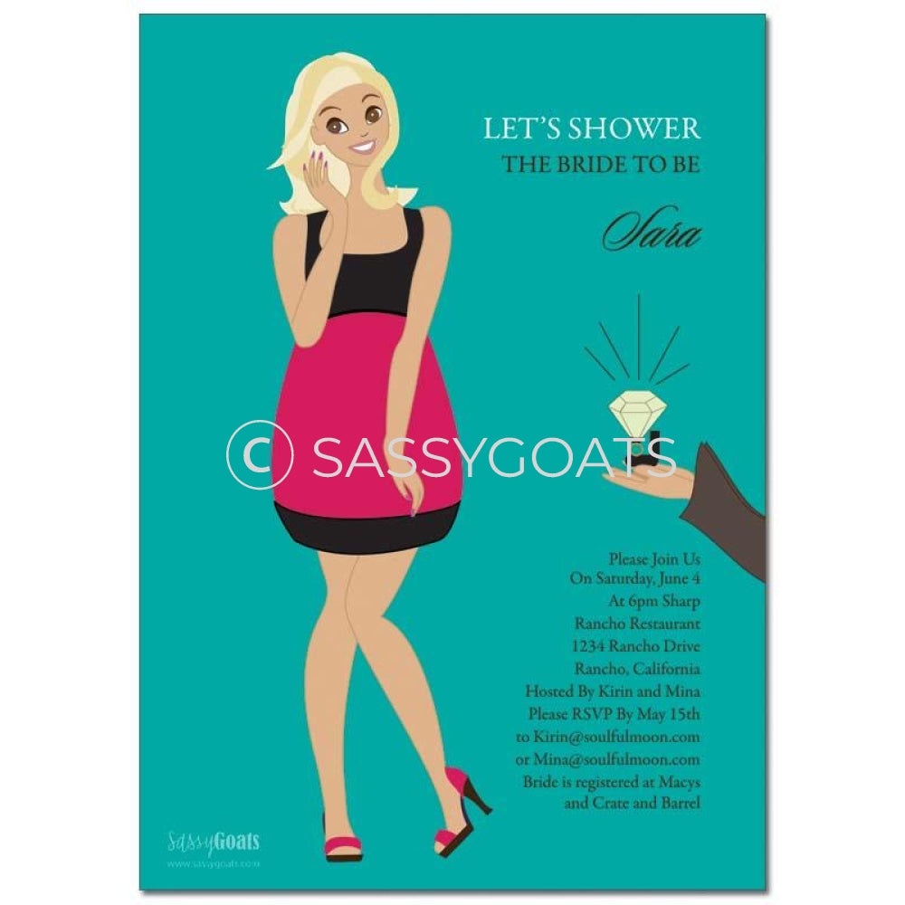Online Invitation - Blonde Bridal Shower Digital Bashful Diva