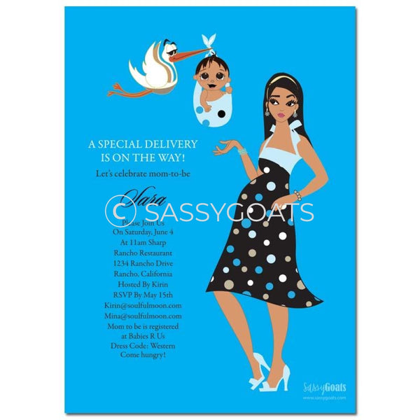 Online Invitation - Brunette Baby Shower Digital Spring Delivery