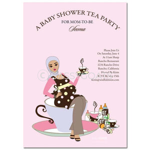 Online Invitation - Hijab Baby Shower Digital Teacup Mommy