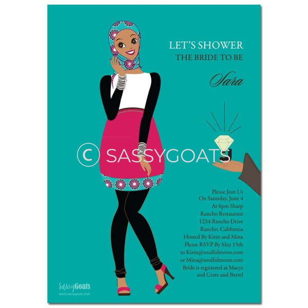Online Invitation - Hijab Bridal Shower Digital Bashful Diva