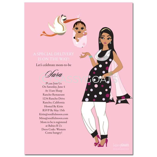 Online Invitation - Indian Baby Shower Digital Spring Delivery