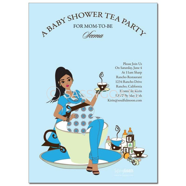Online Invitation - Indian Baby Shower Digital Teacup Mommy