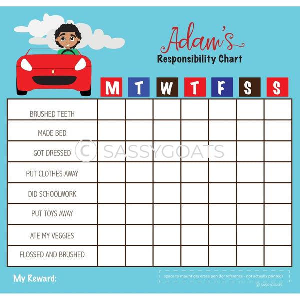 Personalized Chore Chart - Car