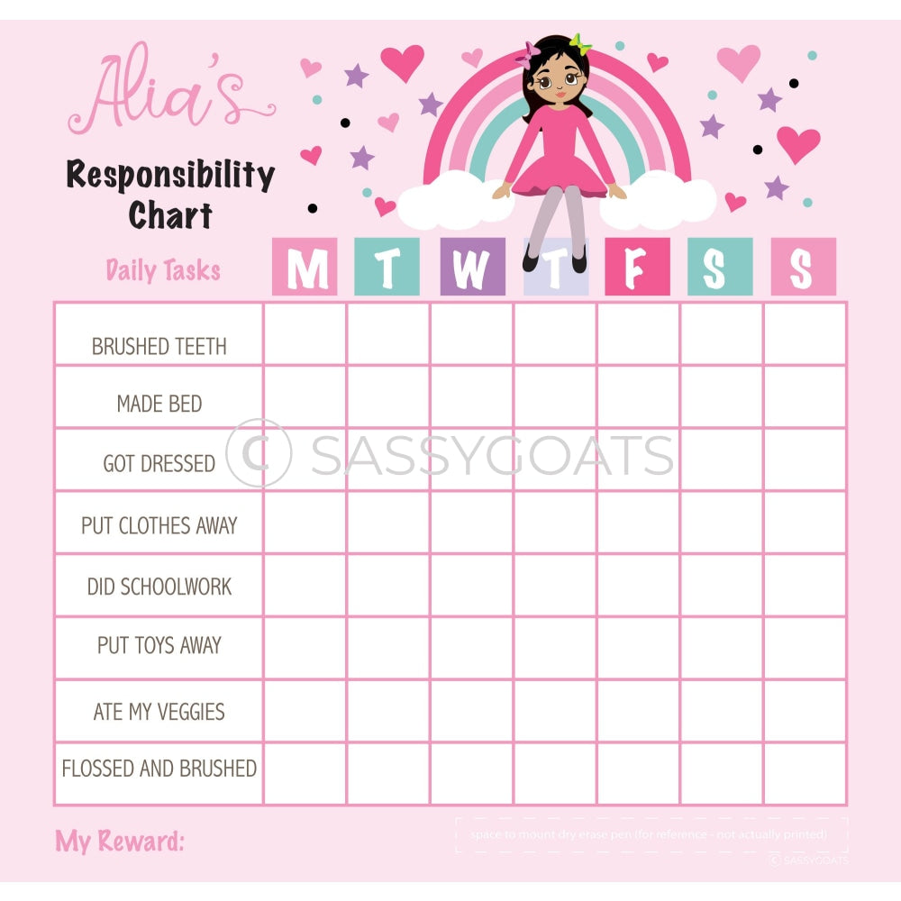 Personalized Chore Chart - Rainbows