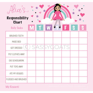 Personalized Chore Chart - Rainbows