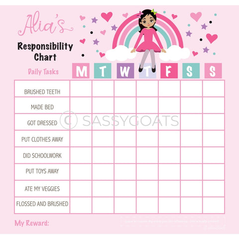 Personalized Chore Chart - Rainbows