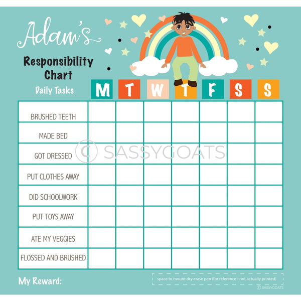 Personalized Chore Chart - Rainbows